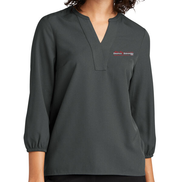 Lakes Area Graphix - Women's Stretch Crepe 3/4 Sleeve Blouse Thumbnail